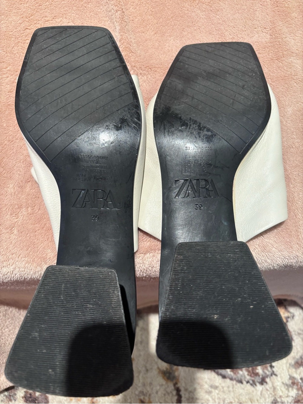 Zara White Leather Square-Toe Slide Sandals – Size 39 - Picture 7 of 10